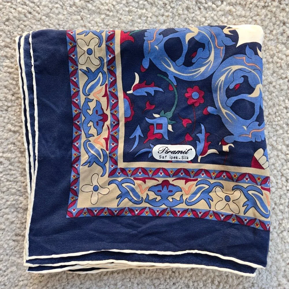 Piramit Turkish Silk Scarf with hand-rolled hems